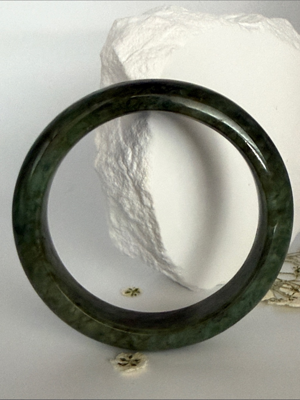 Elegant  Dark Green Jade Bangle Bracelet